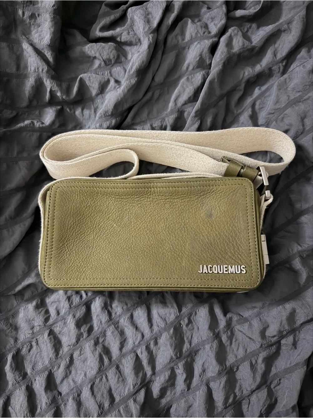 Jacquemus Le Cuerda Horizontal Utility Leather Crossbody Bag Dark Khaki